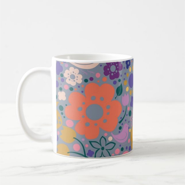 Flower mönster kaffemugg (Vänster)