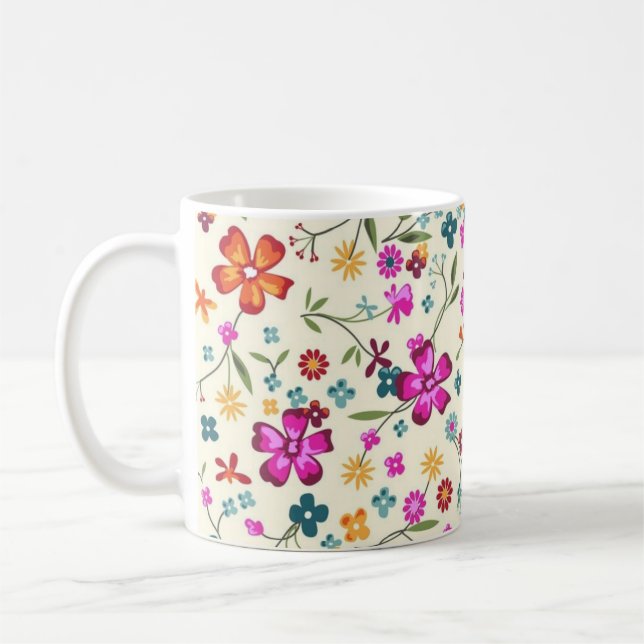 Flower mönster kaffemugg (Vänster)