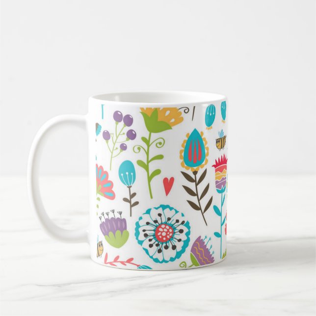 Flower mönster kaffemugg (Vänster)