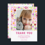 Flower Mönster Kids Girl Photo Birthday Tack Vykort<br><div class="desc">Färgfull Flower Mönster Kids Girl Birthday Tack för vykortet. Färgfull mönster med blommor från hand plockade. Tack för att du fyller blommigt på ett kort för dina vänner och din familj. Ladda upp fotot och anpassa kortet med ditt namn och din text. Underbart som tack för att du fick kort...</div>