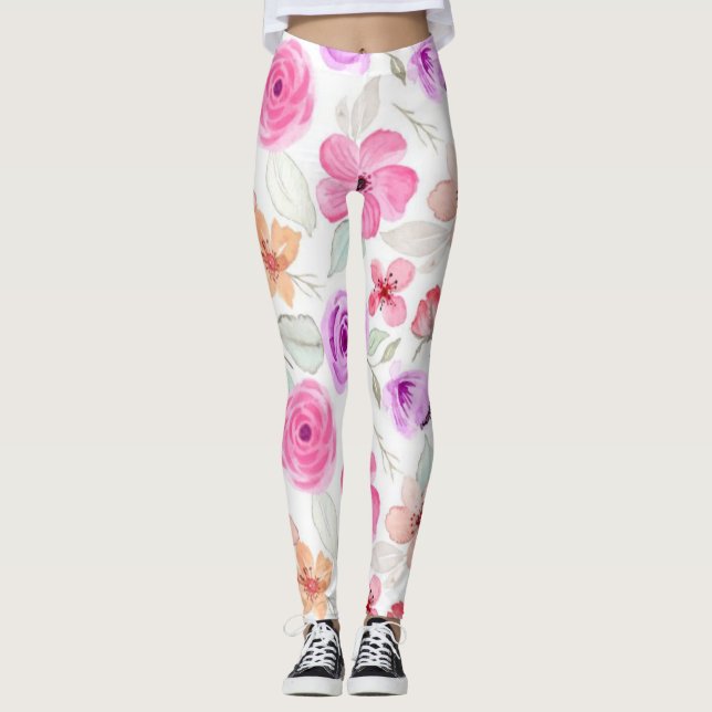 Flower mönster leggings (Framsida)