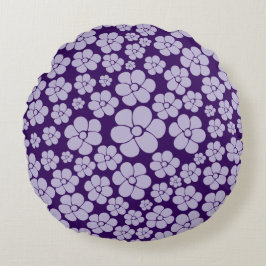 Flower Mönster - Lila Rund Kudde