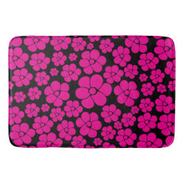 Flower Mönster - Magenta och svart Badrumsmatta