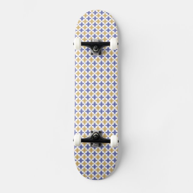 Flower Mönster Mini Skateboard Bräda 18,5 Cm (Framsida)
