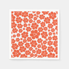 Flower Mönster - Orange och vit Pappersservett