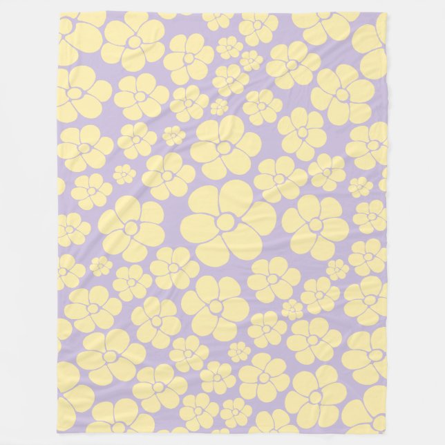 Flower Mönster - Pastellets Gult och Lila Fleecefilt (Framsidan)