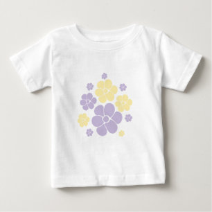 Flower Mönster - Pastellets Gult och Lila T Shirt