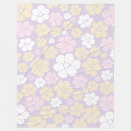 Flower Mönster - Pastellns Rosa, Gult och Lila Fleecefilt