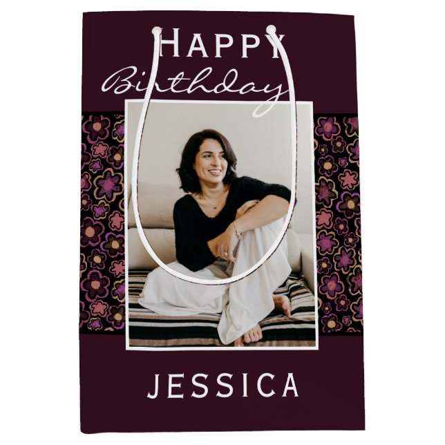 Flower Mönster Photo Grattis på födelsedagen (Framsidan)