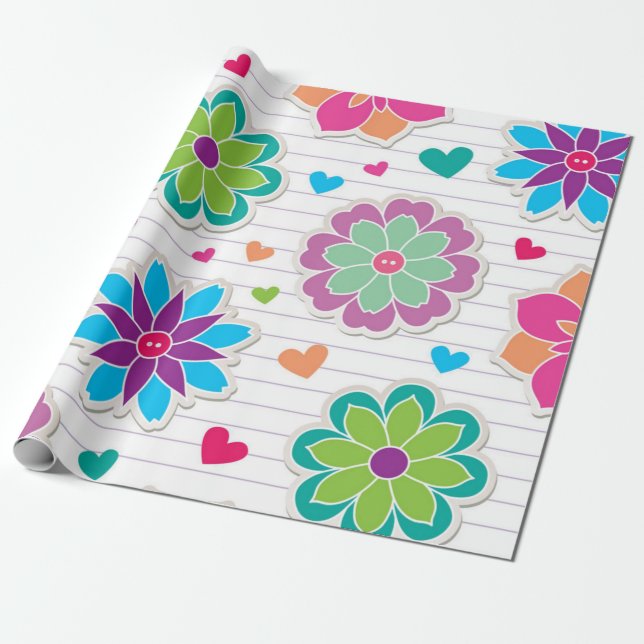 Flower mönster presentpapper (Utrullad)