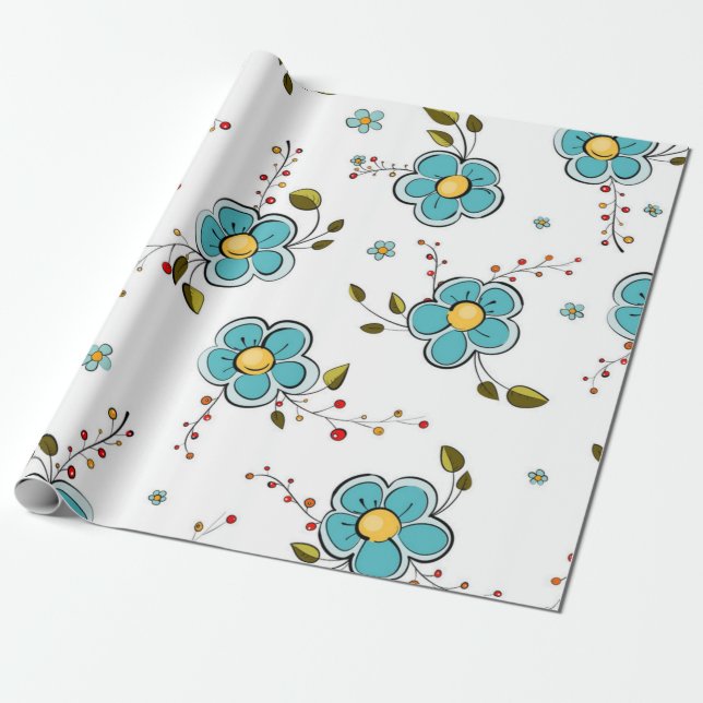 Flower mönster presentpapper (Utrullad)