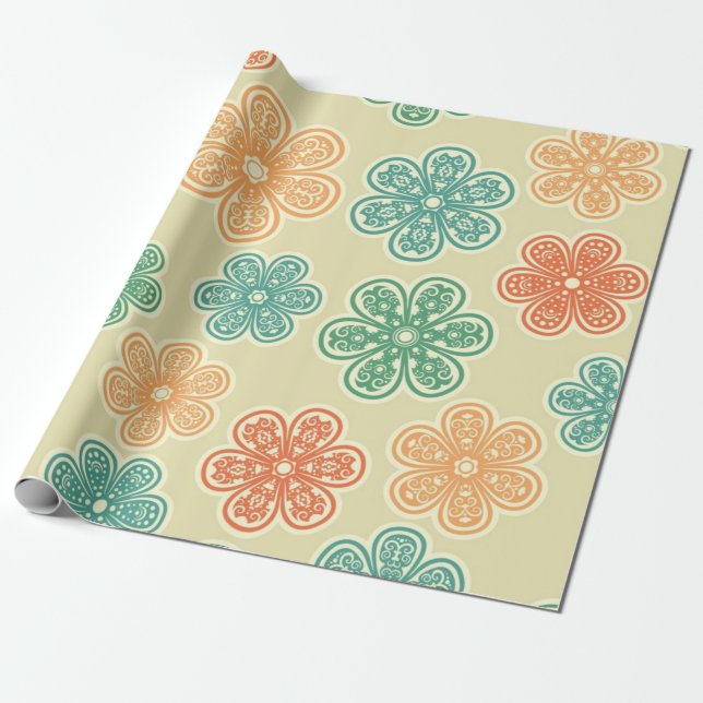 Flower mönster presentpapper (Utrullad)