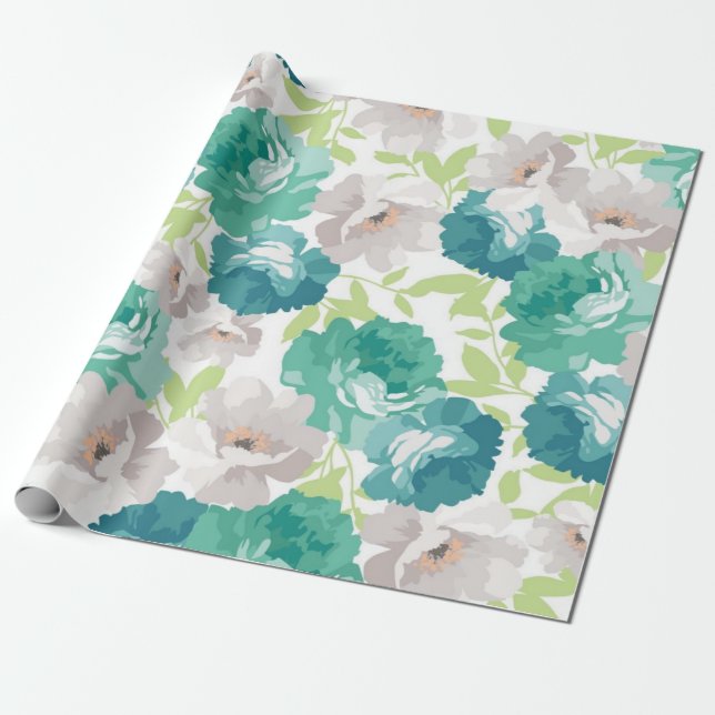 Flower mönster presentpapper (Utrullad)