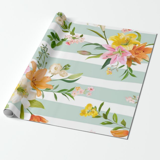 Flower mönster presentpapper (Utrullad)