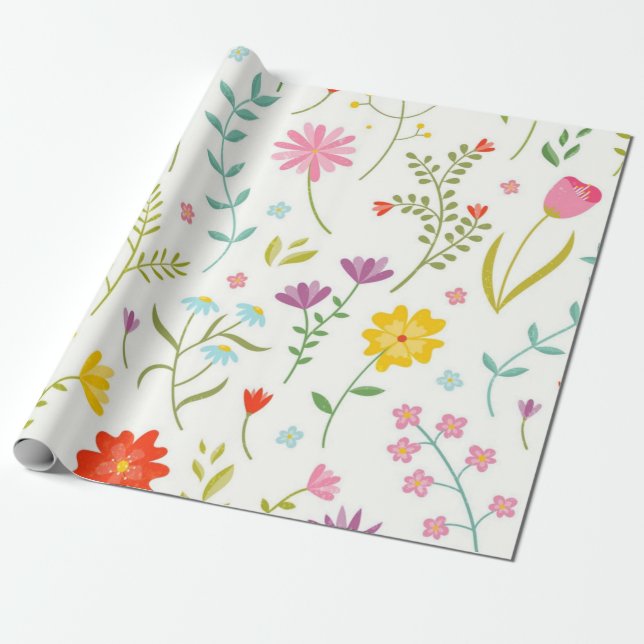 Flower mönster presentpapper (Utrullad)