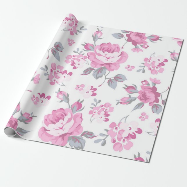 Flower mönster presentpapper (Utrullad)
