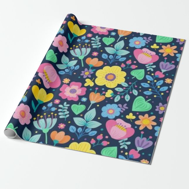 Flower mönster presentpapper (Utrullad)