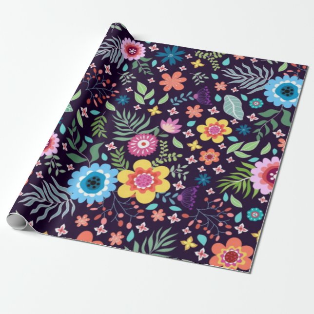 Flower mönster presentpapper (Utrullad)