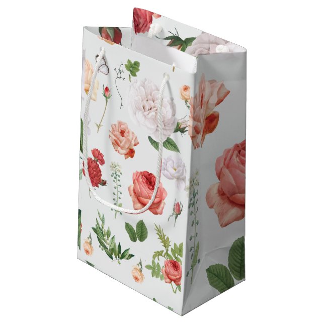 Flower Mönster, Ro Small Gift Bag (Baksidan Vinklad)