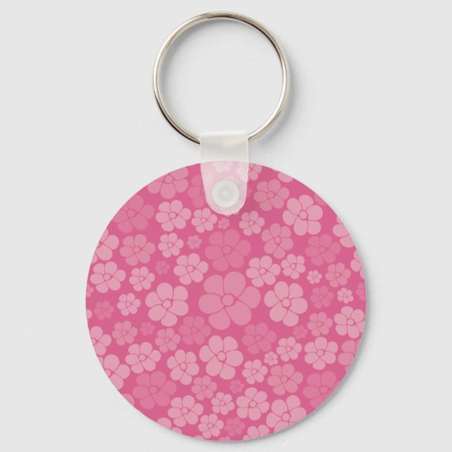 Flower Mönster - Rosa Nyckelring (Framsida)