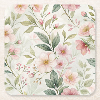 Flower mönster rosa pastel söt underlägg papper kvadrat