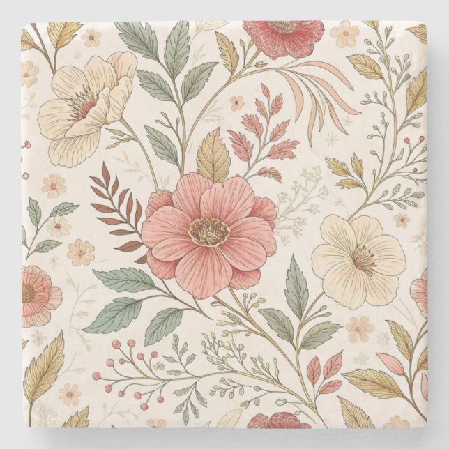 Flower Mönster Stenunderlägg (Framsidan)