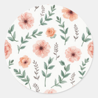 Flower mönster Sticker Runt Klistermärke