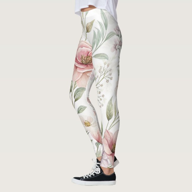 Flower Mönster Teckning Leggings (Vänster)