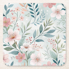 Flower Mönster Teckning Underlägg Papper Kvadrat