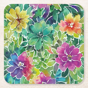 Flower Mönster Underlägg Papper Kvadrat