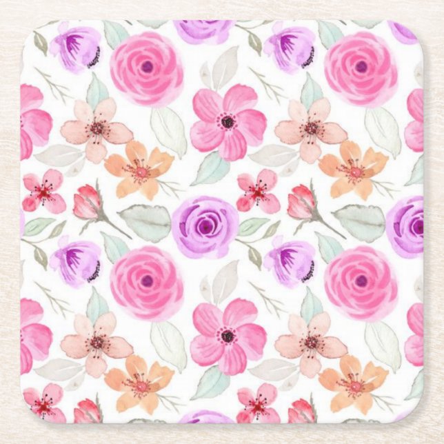 Flower mönster underlägg papper kvadrat (Framsidan)