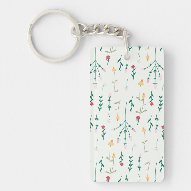 Flower Mönster Vår Blommigt Acrylic Nyckelring (Framsidan)