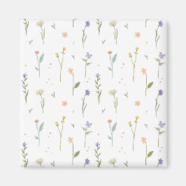 Flower Mönster Vår Blommigt Square Magnet