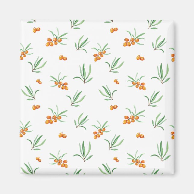 Flower Mönster Vår Blommigt Square Magnet (Framsidan)