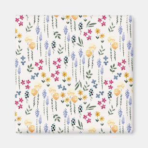 Flower Mönster Vår Blommigt Square Magnet