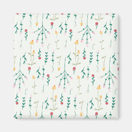 Flower Mönster Vår Blommigt Square Magnet