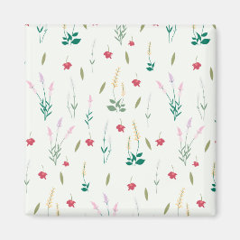 Flower Mönster Vår Blommigt Square Magnet