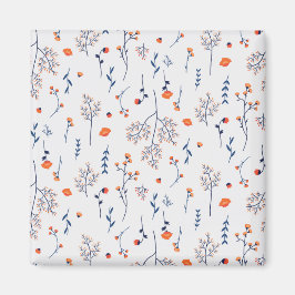 Flower Mönster Vår Blommigt Square Magnet