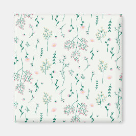 Flower Mönster Vår Blommigt Square Magnet