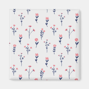 Flower Mönster Vår Blommigt Square Magnet
