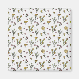 Flower Mönster Vår Blommigt Square Magnet