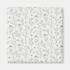 Flower Mönster Vår Blommigt Square Magnet