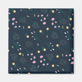 Flower Mönster Vår Blommigt Square Magnet