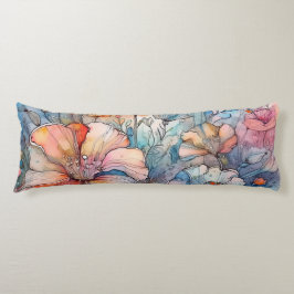 Flower Mönster Watercolor Kroppskudde