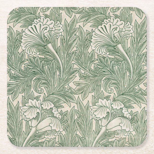 Flower Mönster, William Morris Underlägg Papper Kvadrat (Framsidan)