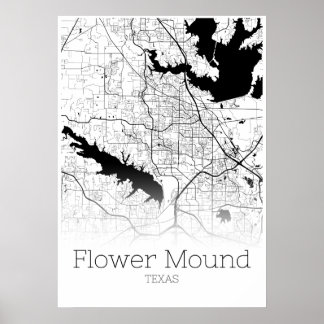 Flower Mound Karta - Texas - City Karta Poster