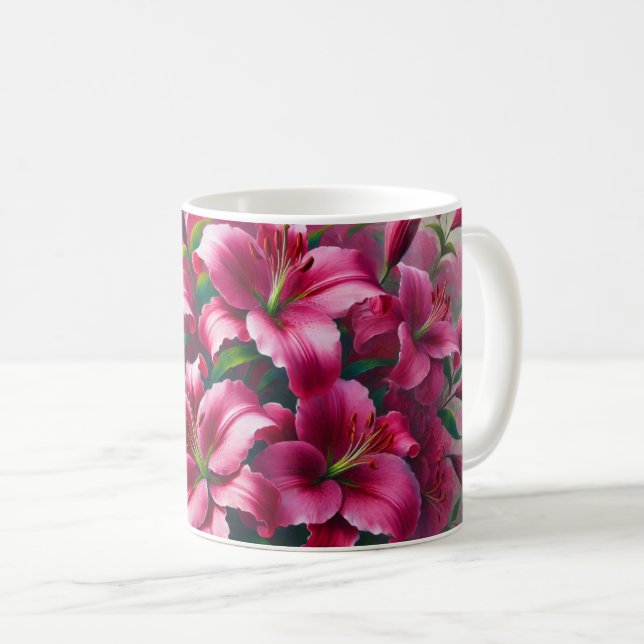 Flower mugg med smart rosa lilies (Framsida höger)