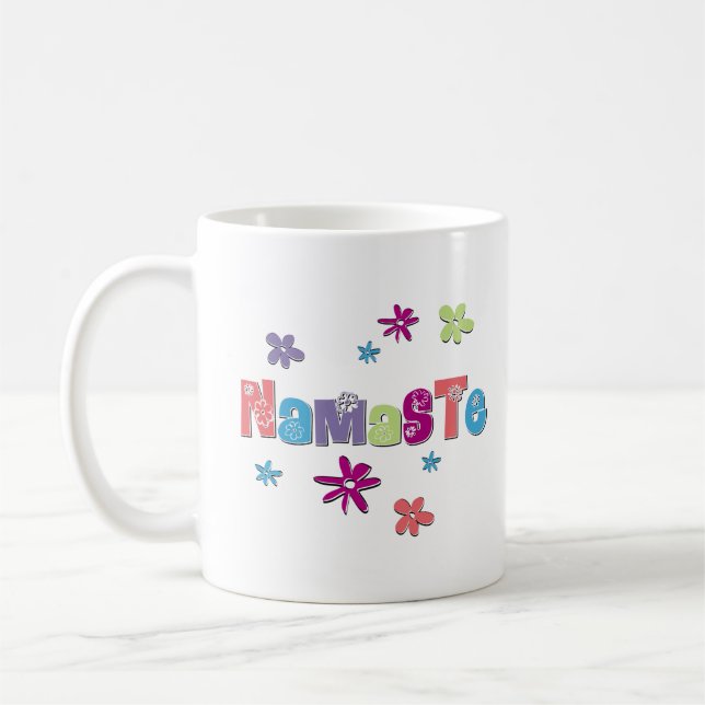 Flower Namaste Yoga Shirt Kaffemugg (Vänster)