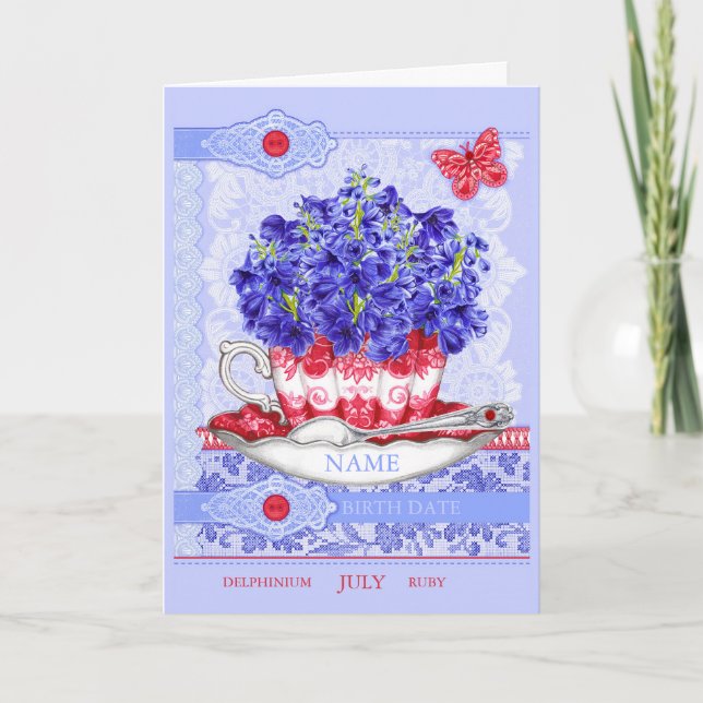 Flower och Gem Juli Ord-spelkort Kort (Framsida)