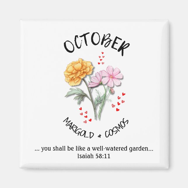 Flower OCTOBER Christian Magnet (Framsidan)